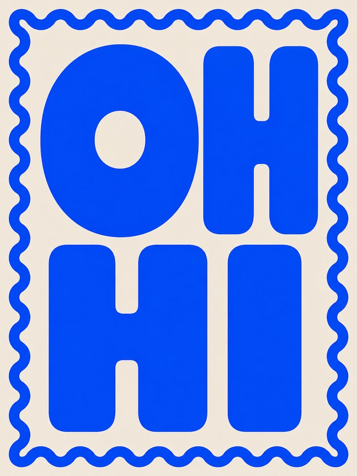 Oh Hi Typography Print – Modern Blue Wall Art - artwork on paper