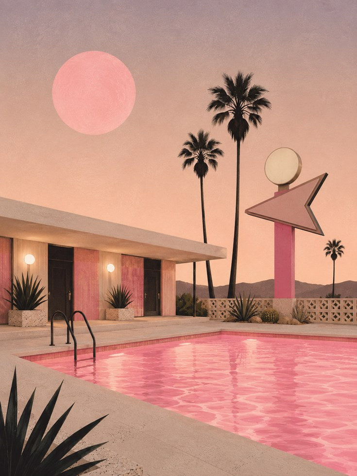 Mid Century Modern Palm Springs Pool - artwork on paper