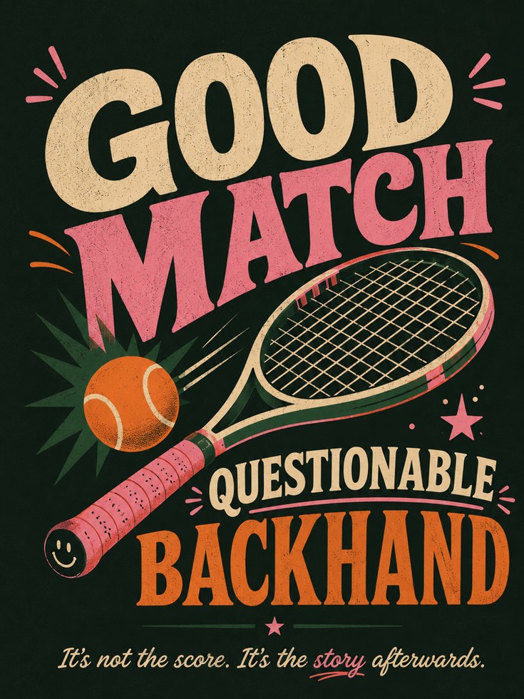 Tennis Print: Funny Vintage Sports Poster (Home Gym or Game Room) - artwork on paper