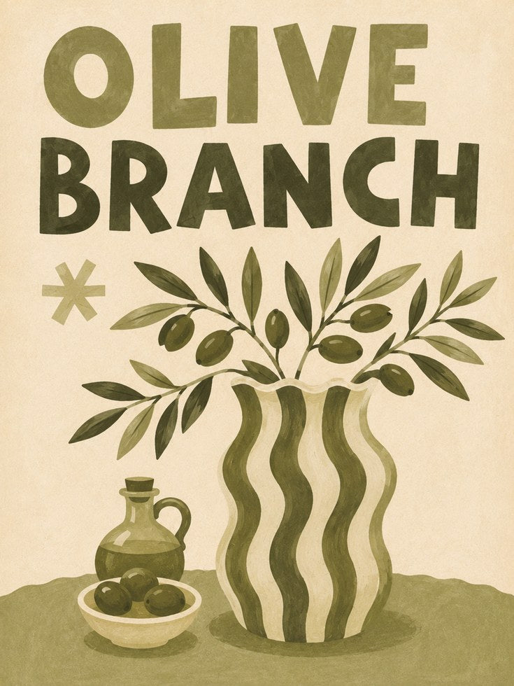 Kitchen Wall Art – Olive Branch Print - artwork on paper