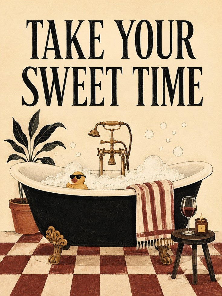 Bathroom Wall Art – Take Your Sweet Time Print - artwork on paper