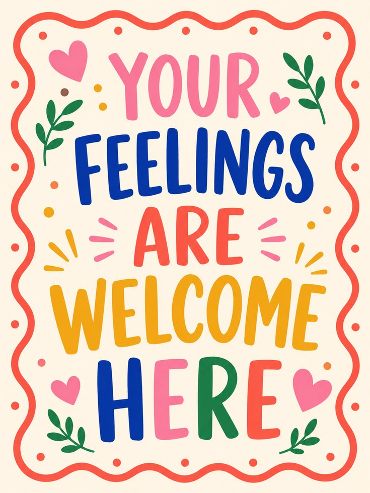 Your Feelings Are Welcome Here Print – Bright - artwork on paper