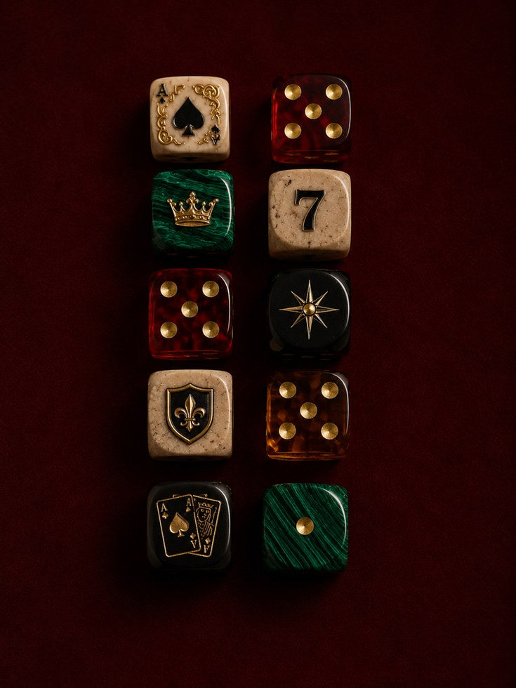 Vintage Dice and Playing Cards Wall Art: Dark Moody Still Life - artwork on paper