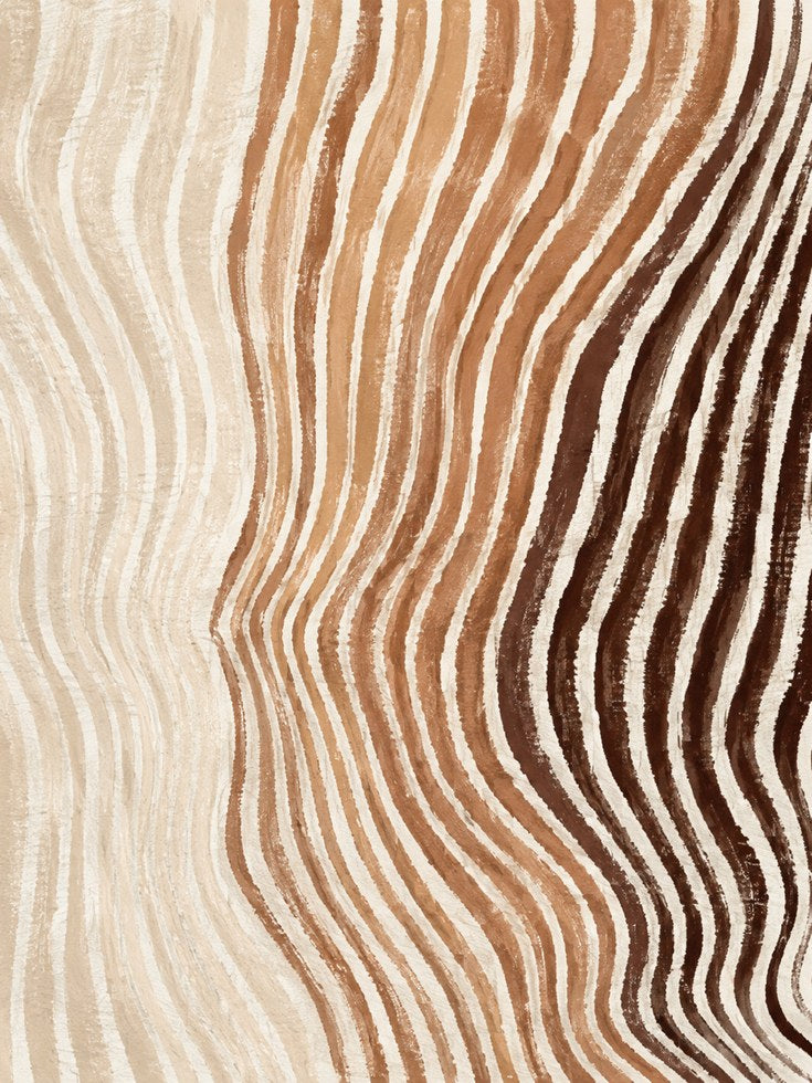 Wavy Lines Wall Art – Abstract Brown Print - artwork on paper