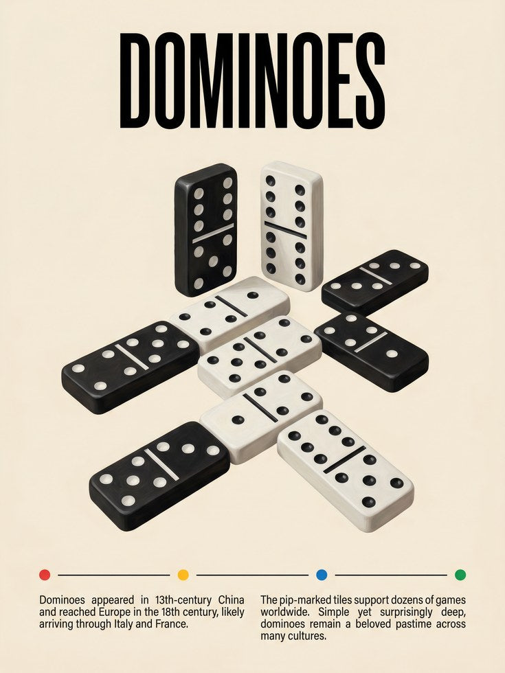 Masculine Wall Art Vintage Dominoes Poster — Educational Game Print - artwork on paper