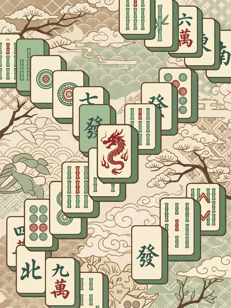 Mahjong Wall Art: Traditional Chinese Tiles - artwork on paper