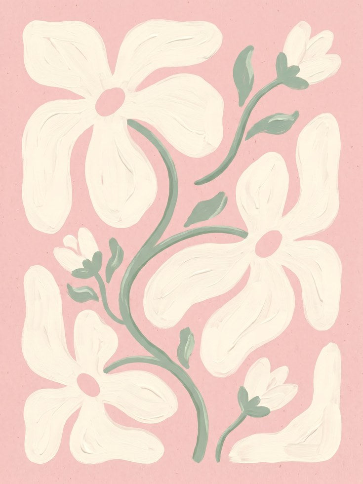 Abstract Pink Floral Wall Art Print - artwork on paper