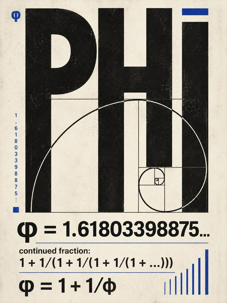 Golden Ratio Poster – Fibonacci Spiral Print - artwork on paper