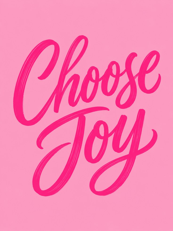 Choose Joy Wall Art – Pink Typography Print - artwork on paper