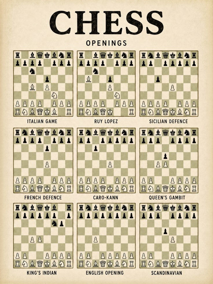 Chess Openings Poster — Educational Game Strategy Guide - artwork on paper