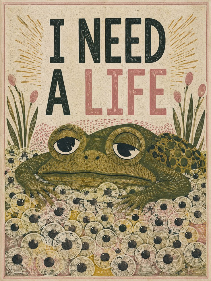 Funny Frog Wall Art – Humorous Toad Print - artwork on paper