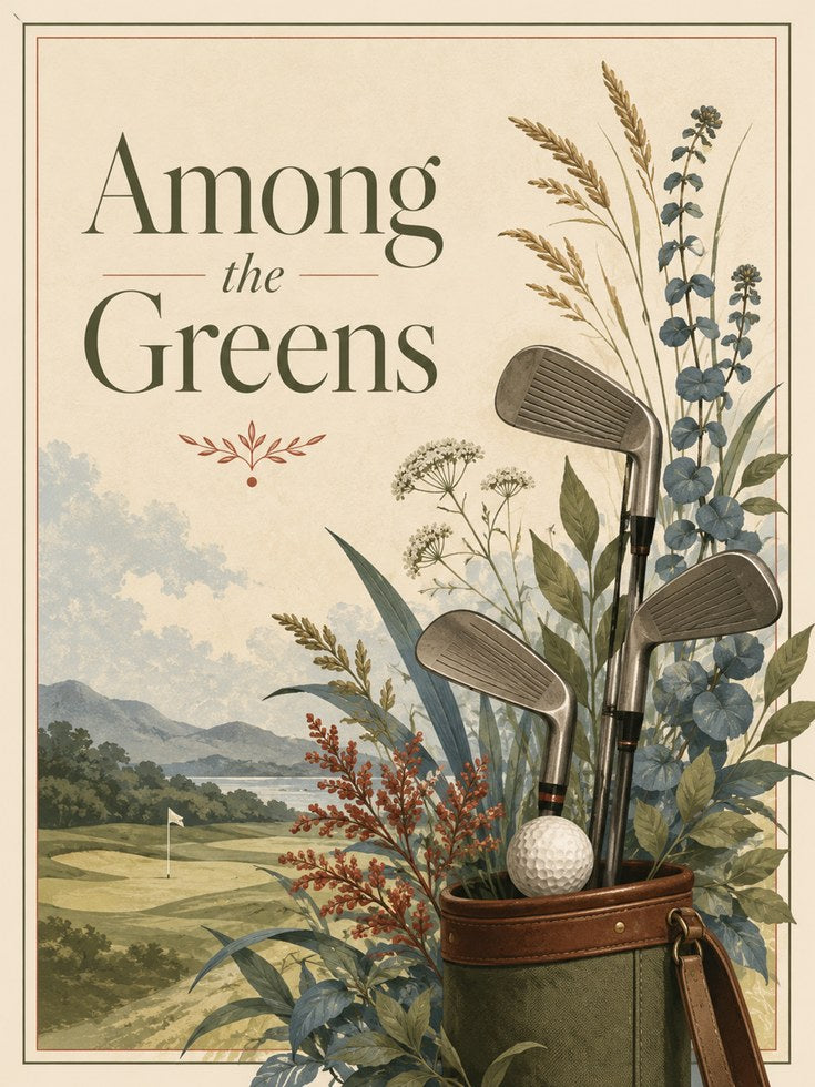 Among the Greens Golf Poster: Vintage Botanical Sports Art - artwork on paper