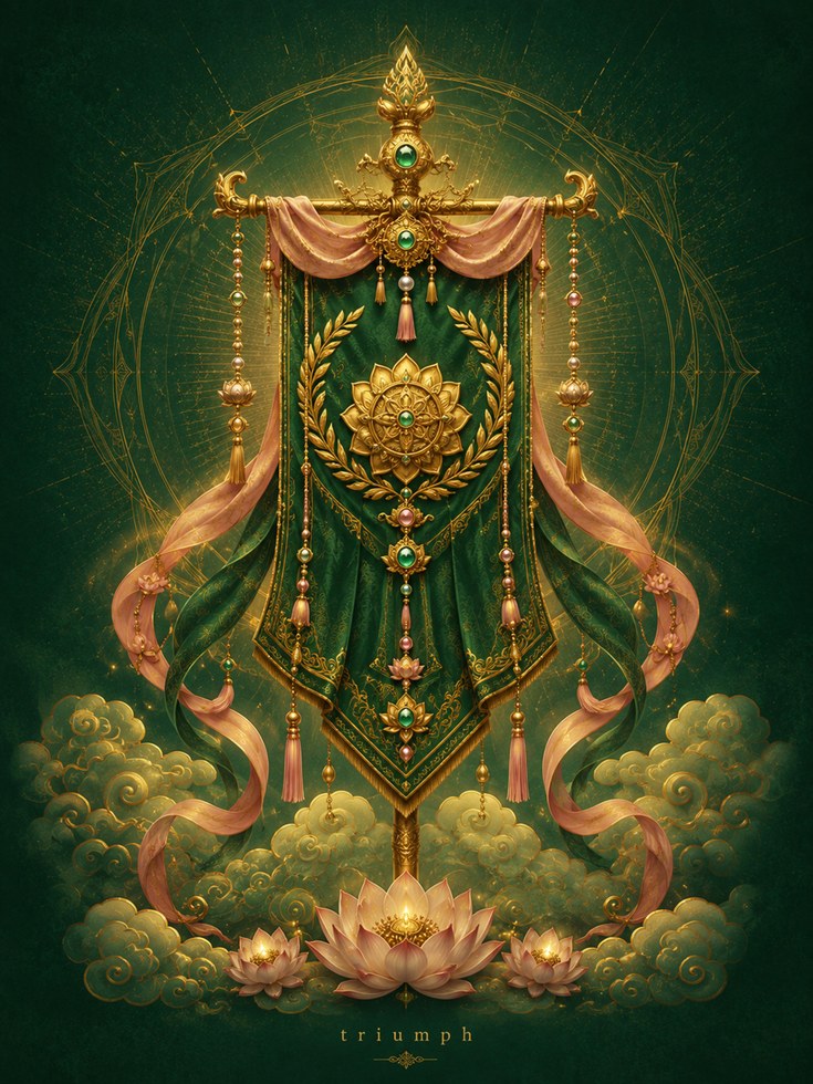 Lotus Flower Wall Art – Green Gold Buddhist Decor - artwork on paper