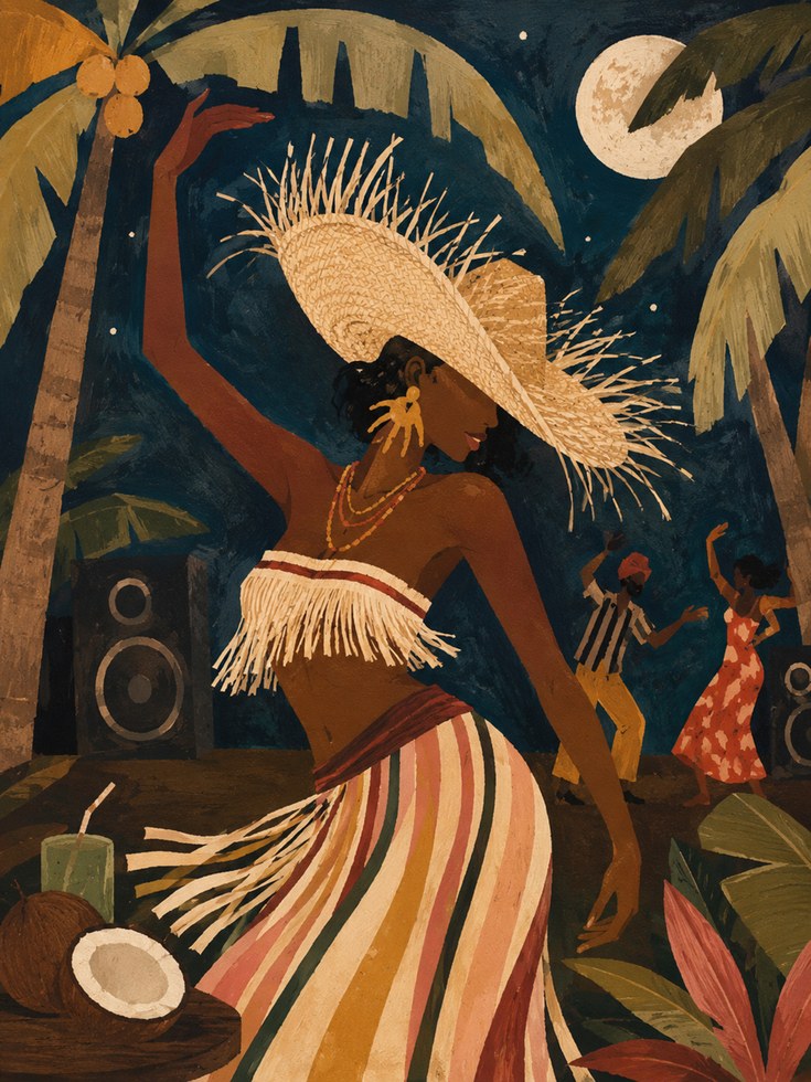 Tropical Dance Wall Art – Afrocentric Art Print - artwork on paper