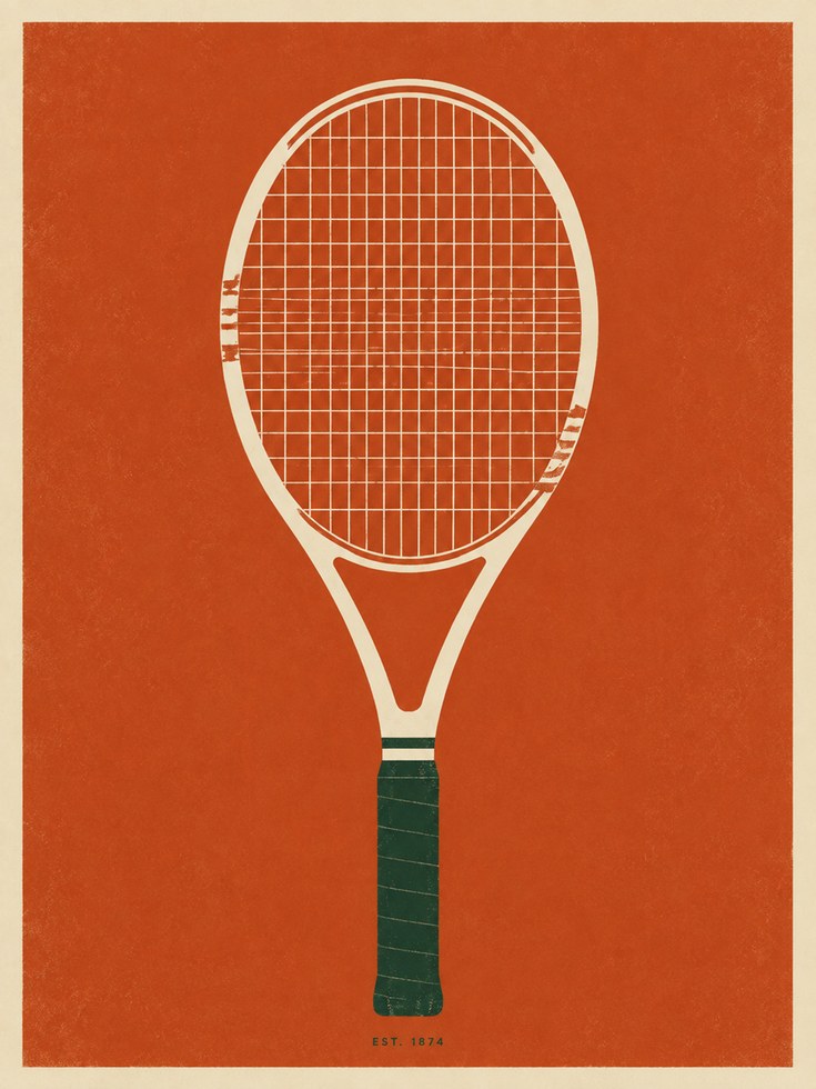 Tennis Racket Wall Art – Minimalist Sports Print - artwork on paper