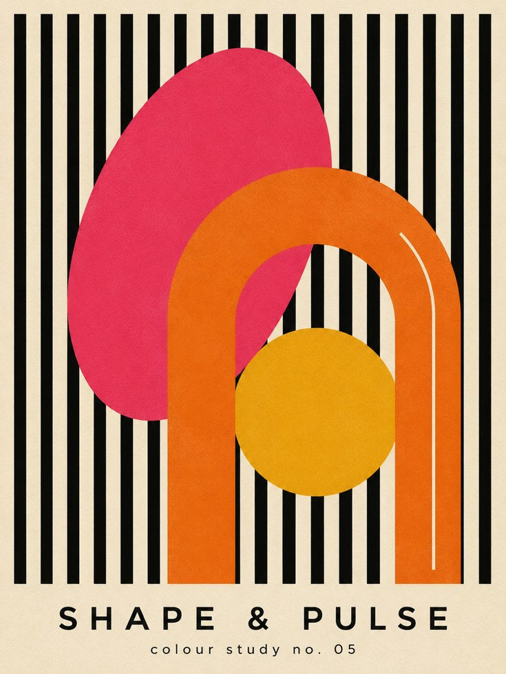 Retro Geometric Wall Art - artwork on paper