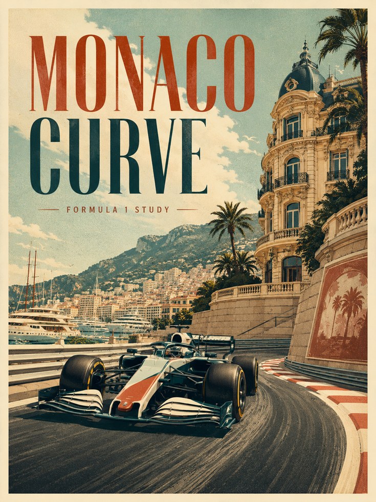 Monaco Grand Prix Print: Retro Formula 1 Racing - artwork on paper