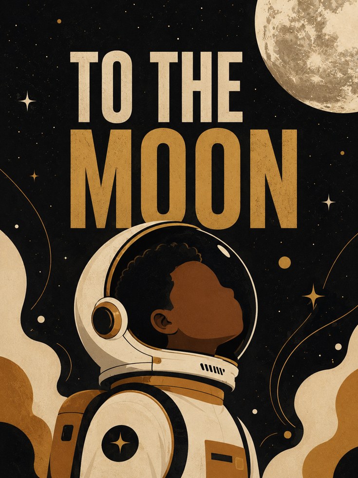 Space Nursery Wall Art – Astronaut Moon Print - artwork on paper