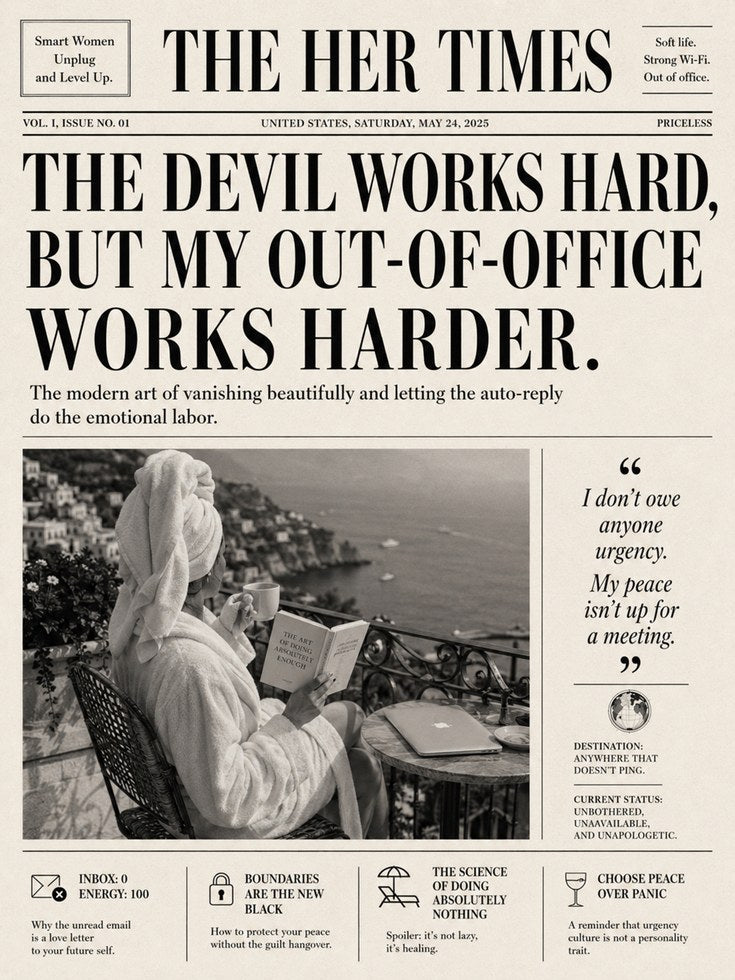 Out of Office Statue Art Print: Humorous Modern Typography Poster - artwork on paper