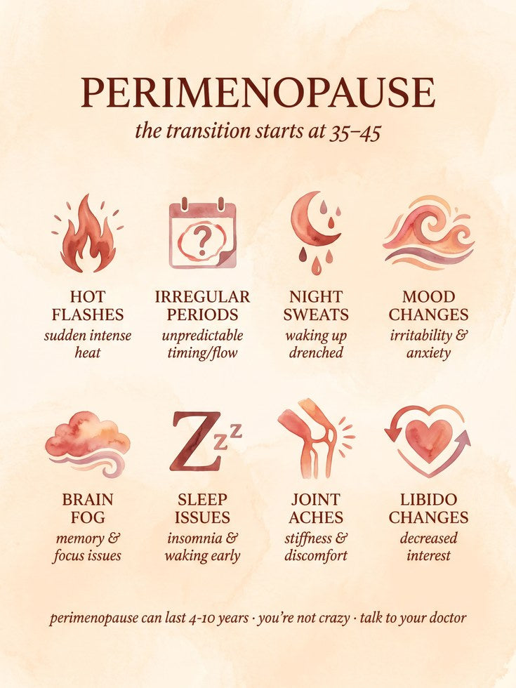 Women's Health Poster: Perimenopause Symptoms - artwork on paper