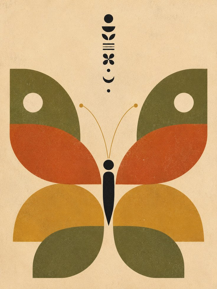 Mid Century Butterfly Print - artwork on paper