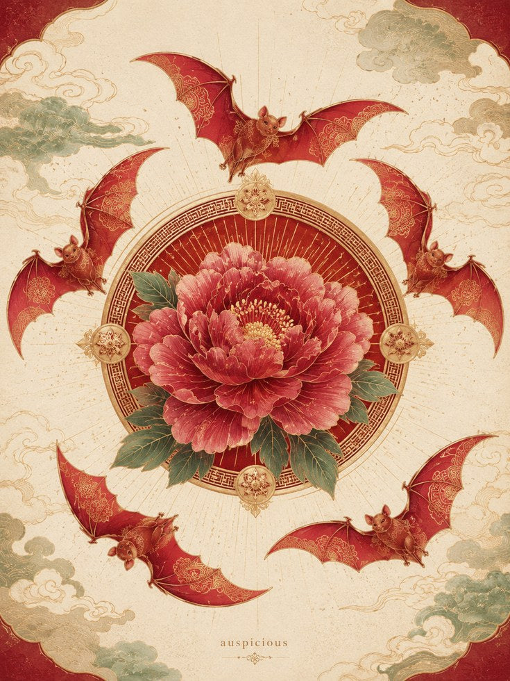 Chinese Peony Wall Art – Oriental Floral Print - artwork on paper