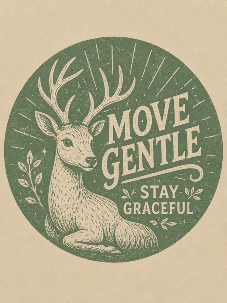 Deer Motivational Art Print: Vintage Green Typography Poster - artwork on paper