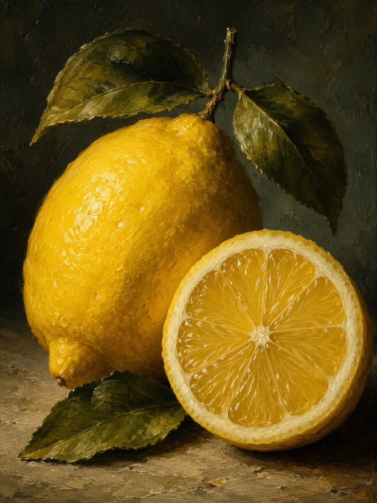 Lemon Kitchen Wall Art – Vintage Botanical Print - artwork on paper