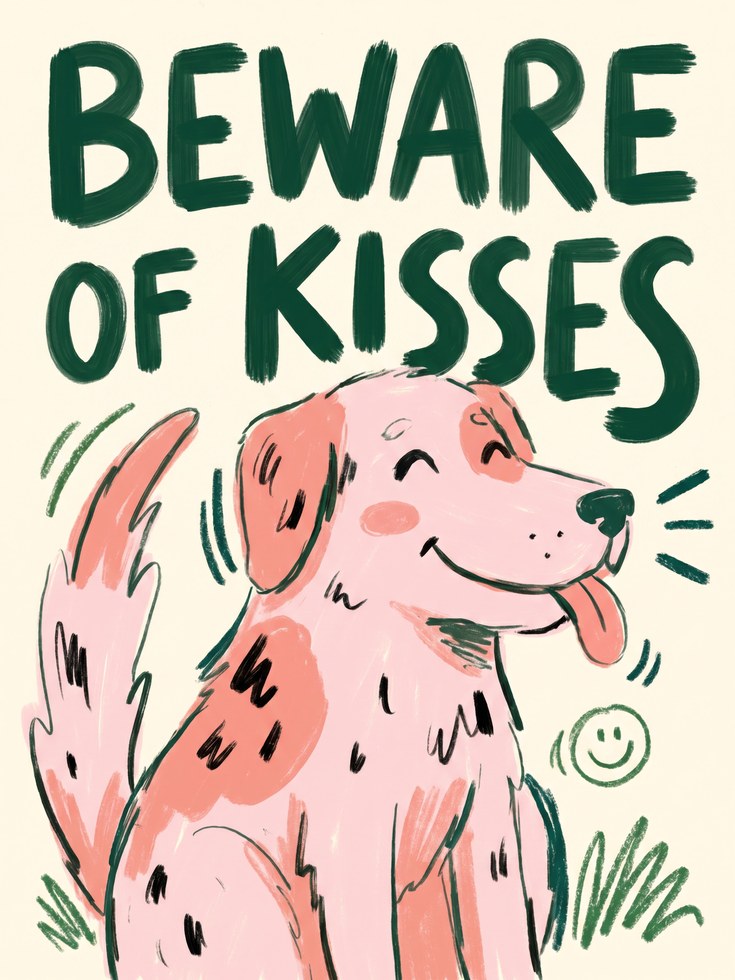 Dog Art Print: Playful Pink Pup - artwork on paper