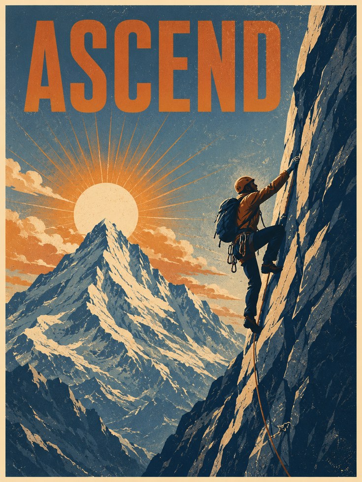 Mountain Climbing Poster – Motivational Wall Art - artwork on paper