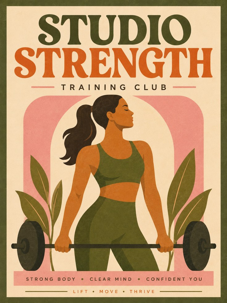 Retro Fitness Poster: Vintage Strength Training Wall Art - artwork on paper