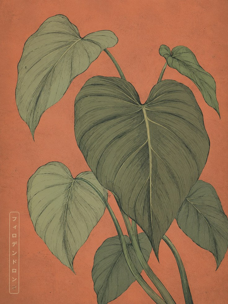 Botanical Philodendron Print — Japanese-Inspired Art - artwork on paper