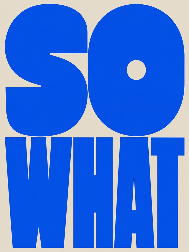So What Typography Print — Bold Blue Modern Letter Art - artwork on paper