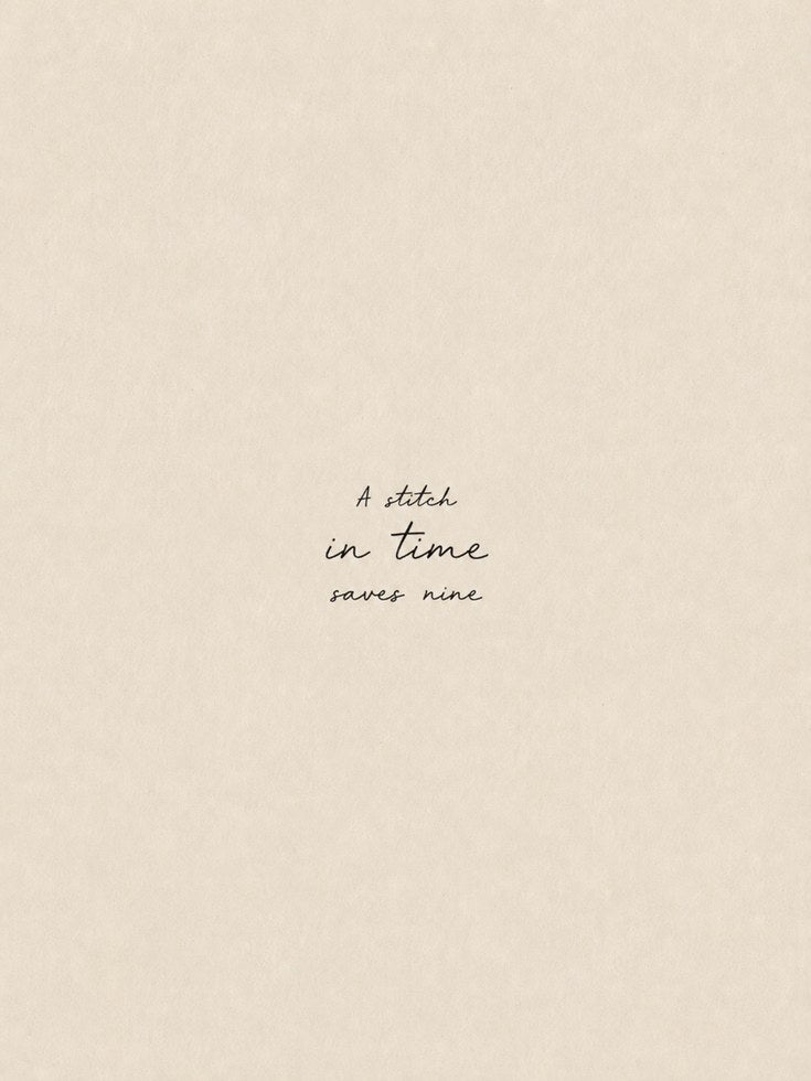 A Stitch in Time Saves Nine Print: Minimalist Typography Art - artwork on paper