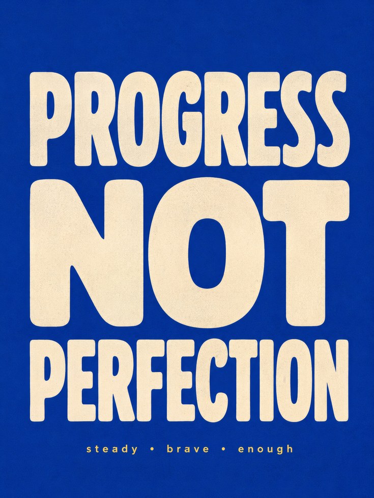 Motivational Wall Art: Progress Not Perfection - artwork on paper