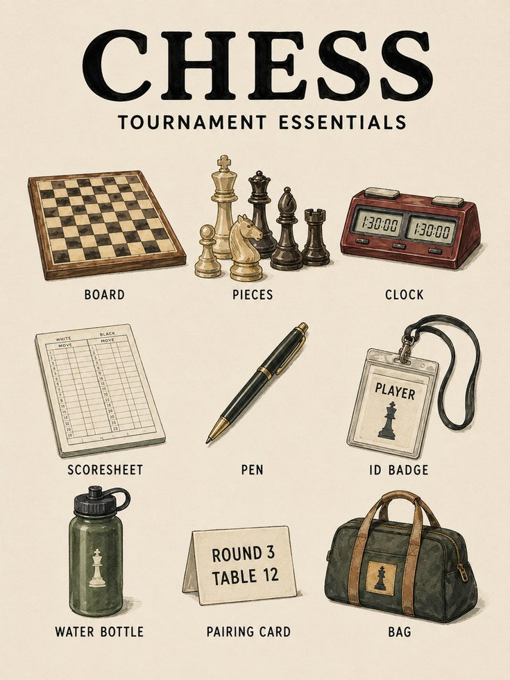 Chess Tournament Print — Illustrated Essentials Guide - artwork on paper
