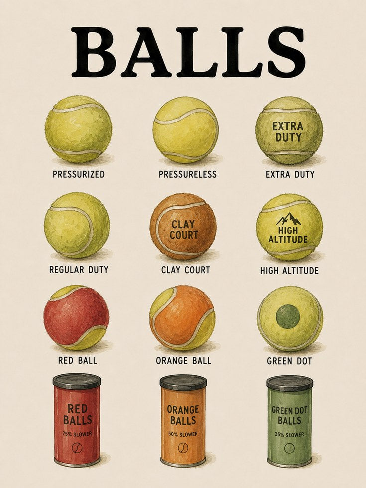 Tennis Balls Chart Print — Vintage Sports Illustration - artwork on paper