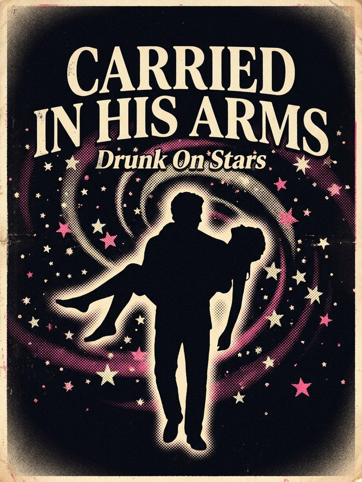 Carried In His Arms Art Print: Vintage Romance Silhouette Poster - artwork on paper