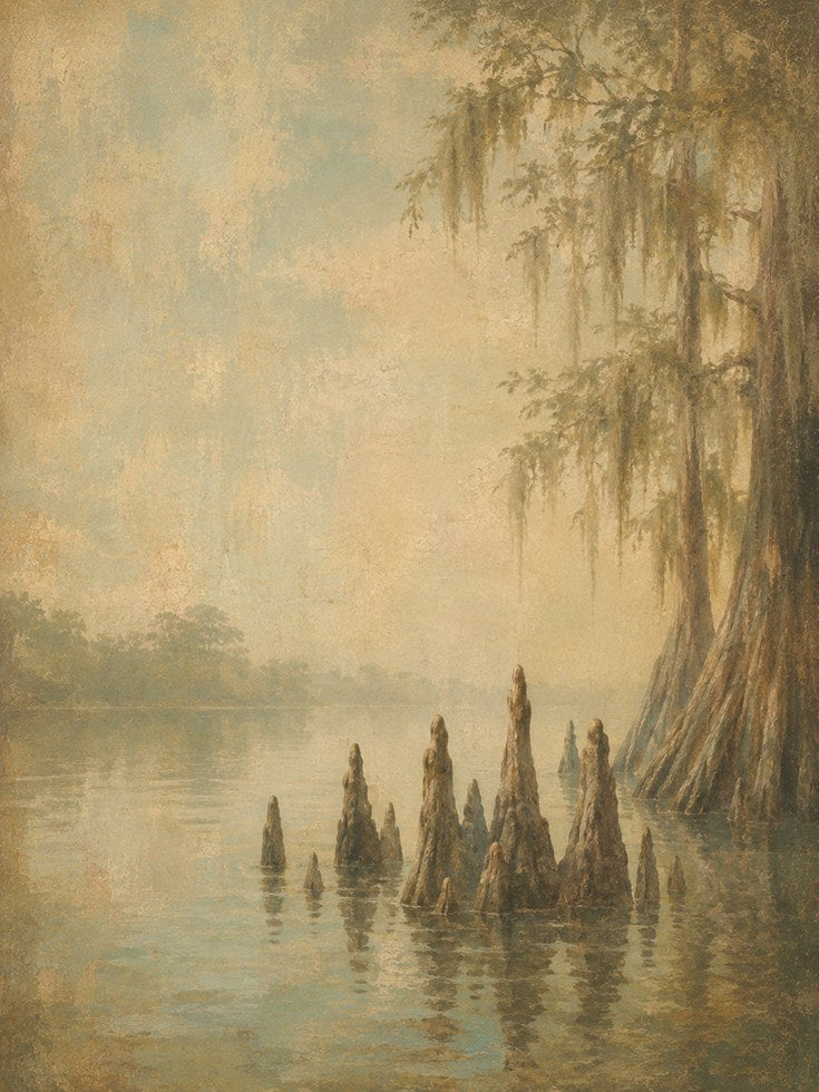 Swamp Landscape Wall Art – Vintage Nature Print - artwork on paper