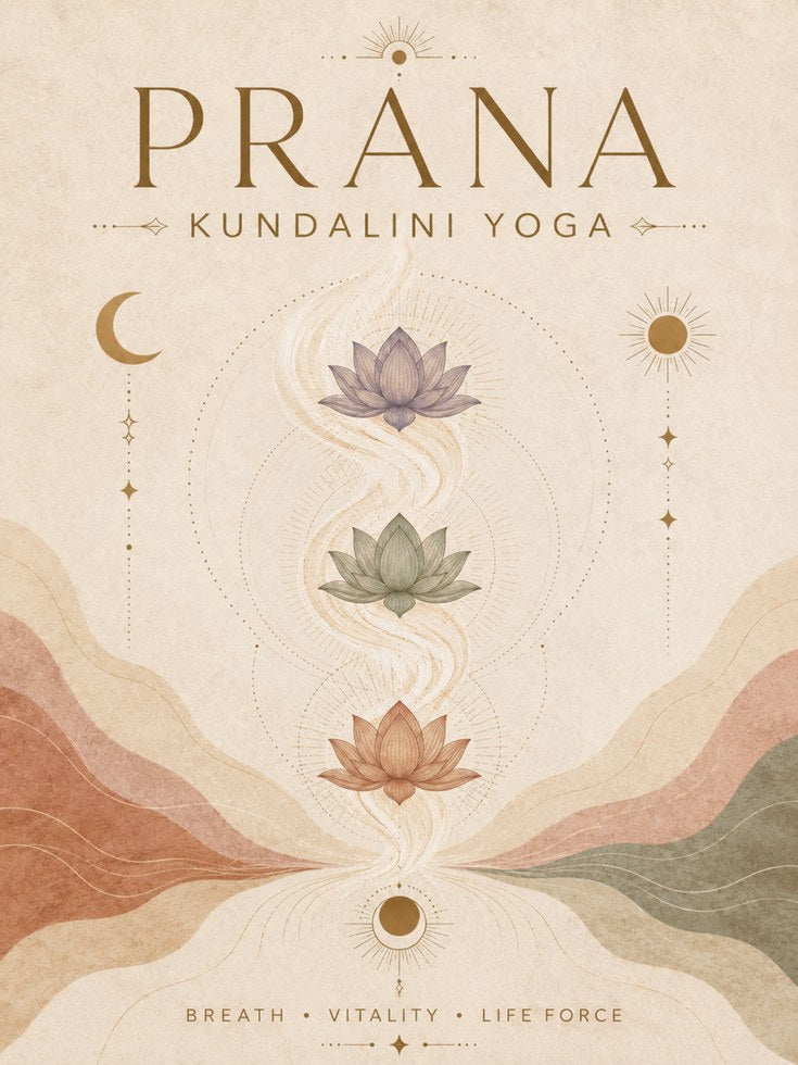 Lotus and Moon Print: Kundalini Yoga Art (Boho Meditation Room) - artwork on paper