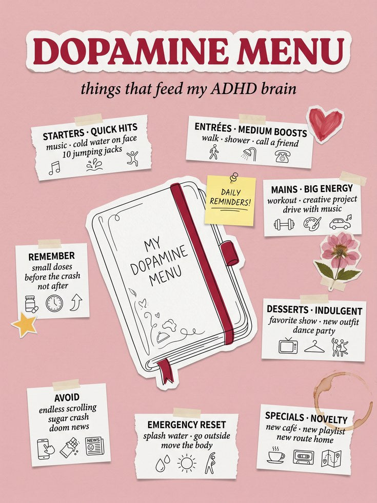 Mental Health Poster: Dopamine Menu for ADHD - artwork on paper