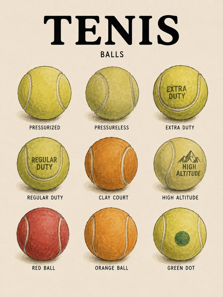 Tennis Balls Guide Print — Vintage Educational Chart - artwork on paper