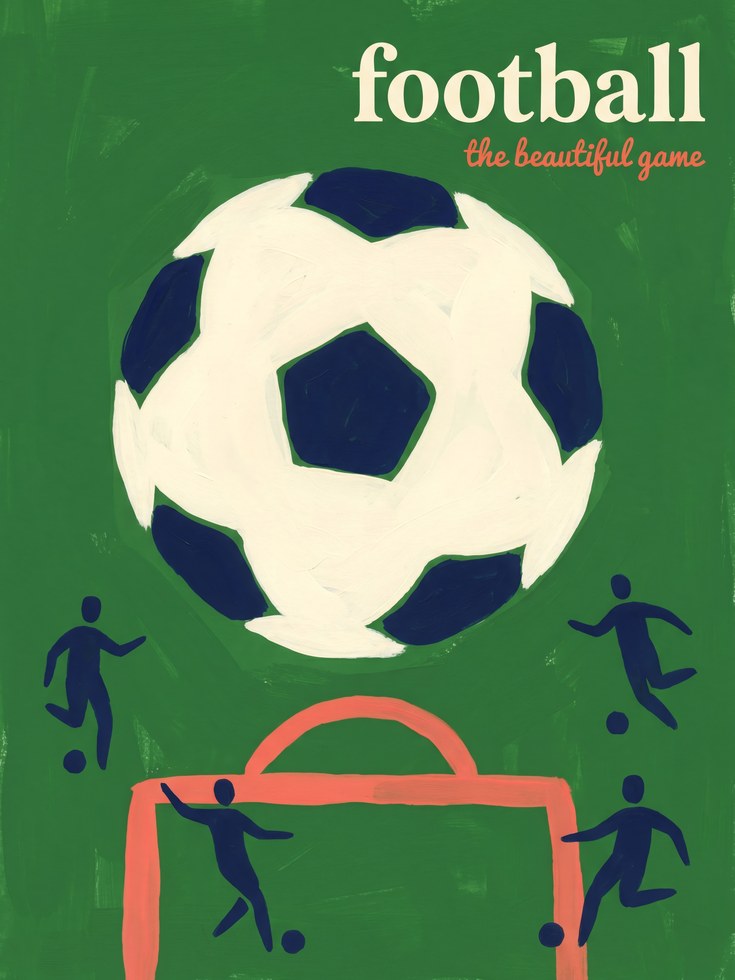 Retro Soccer Poster Print - artwork on paper