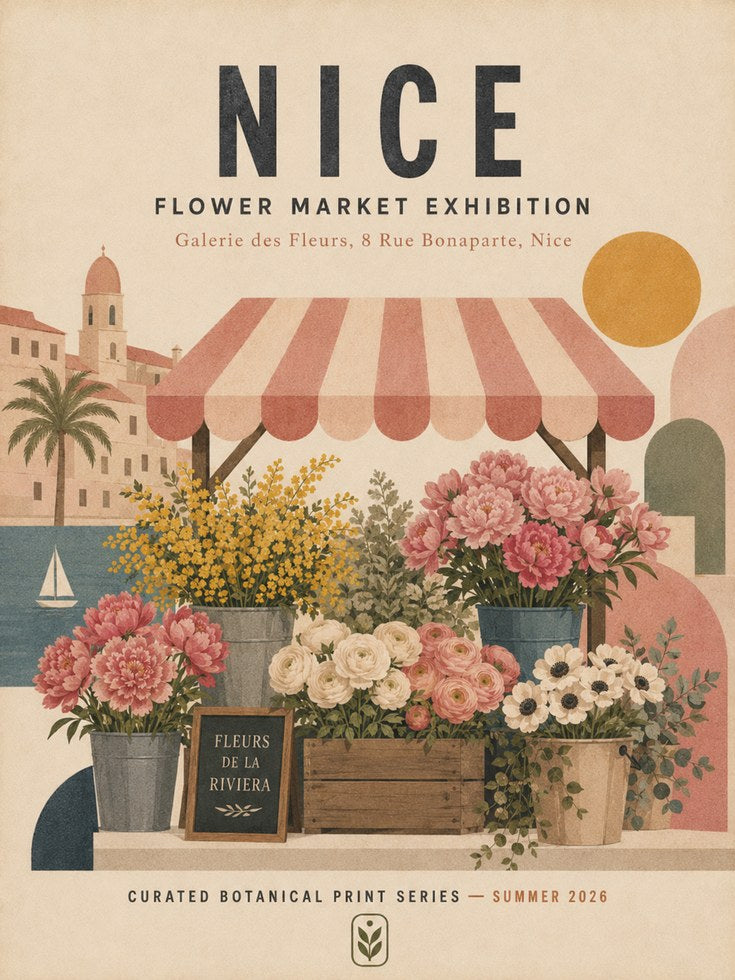 Nice Flower Market Poster: Vintage French Riviera Botanical Art - artwork on paper