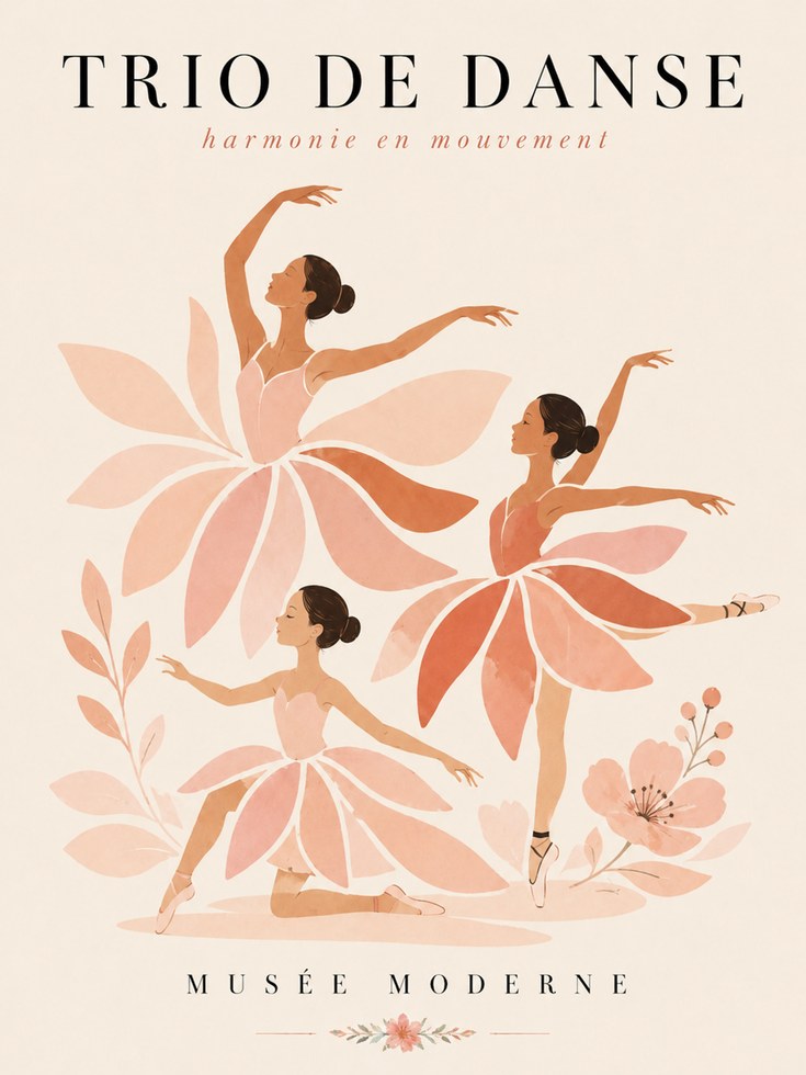 Vintage Ballet Trio Print - artwork on paper