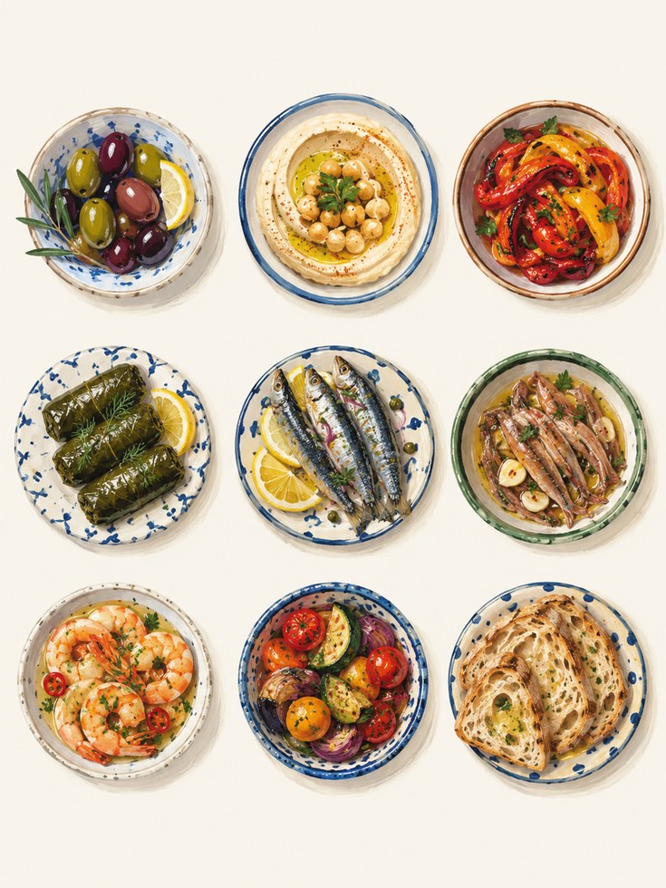 Mediterranean Food Wall Art – Kitchen Print - artwork on paper