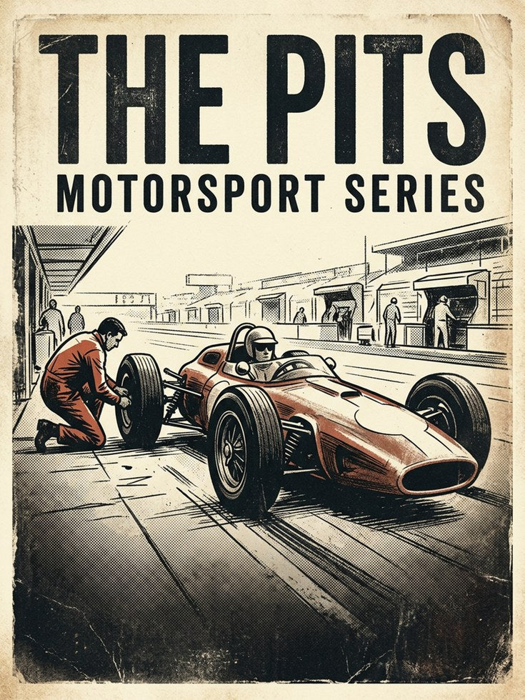 Vintage Racing Poster Print — The Pits Motorsport Series - artwork on paper