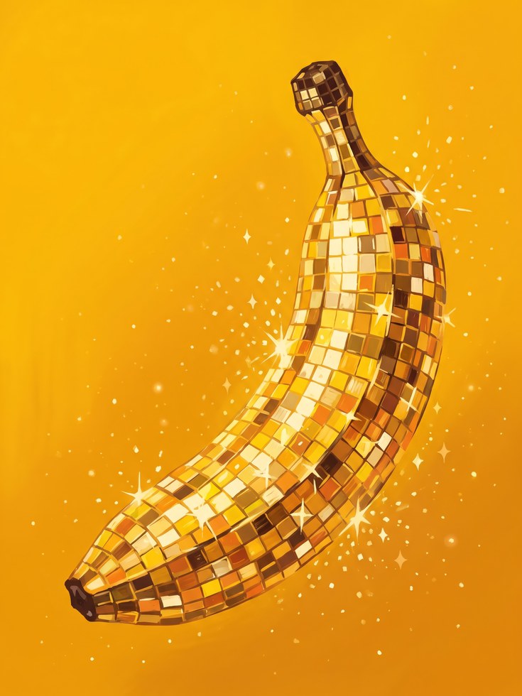 Banana Mosaic Print: Retro Disco Pop Art (Kitchen Wall Decor - artwork on paper