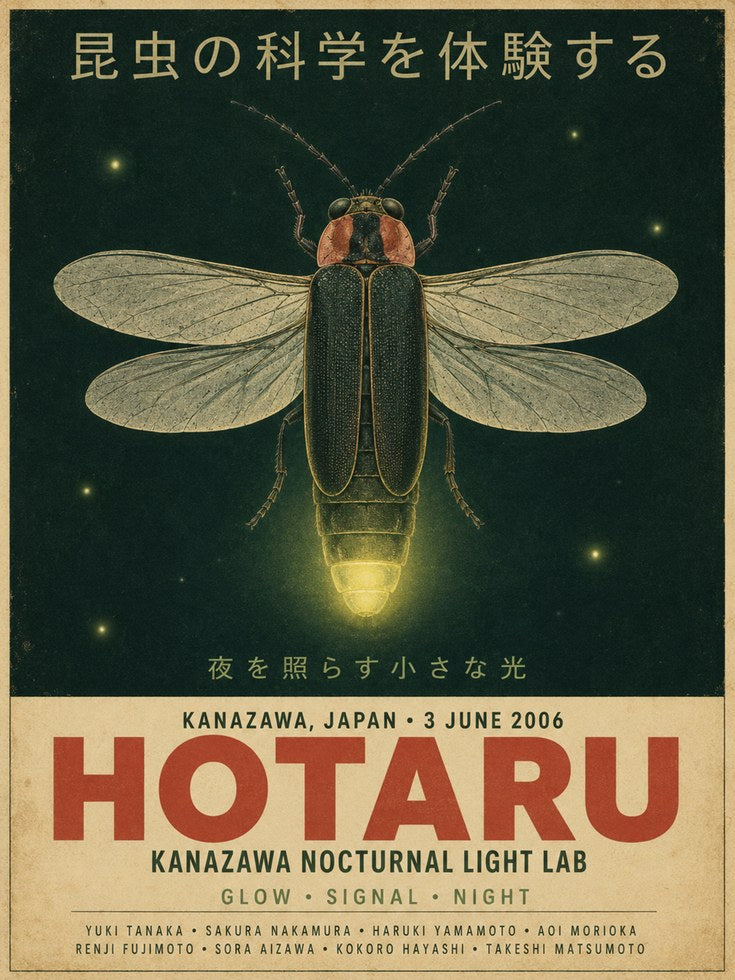 Vintage Travel Poster – Japanese Firefly Print - artwork on paper