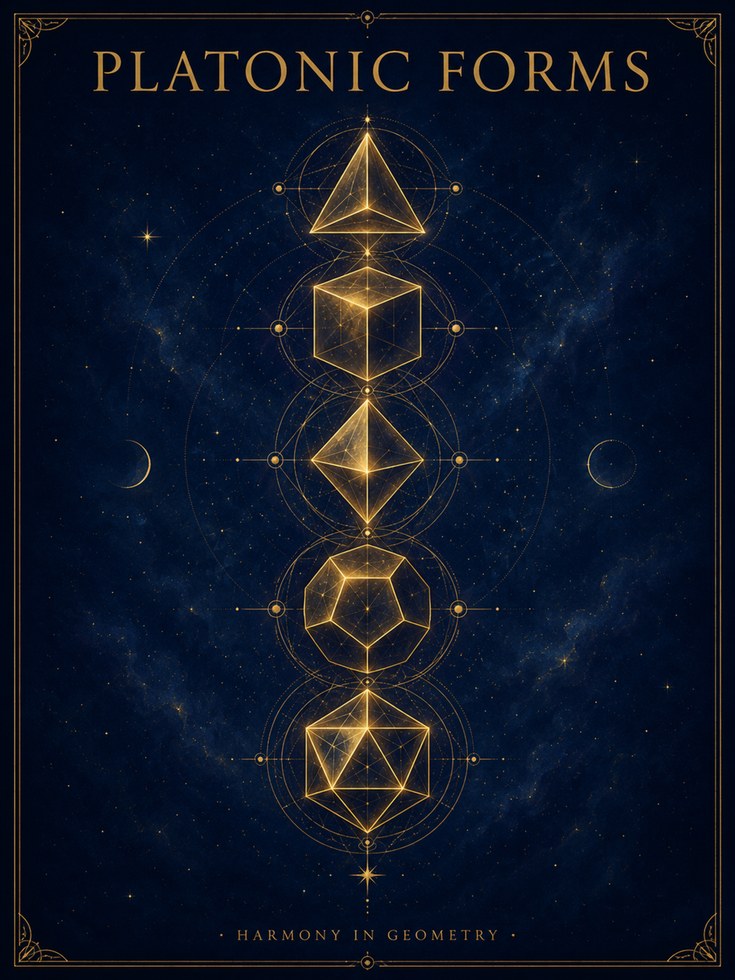 Geometry Wall Art: Platonic Solids - artwork on paper
